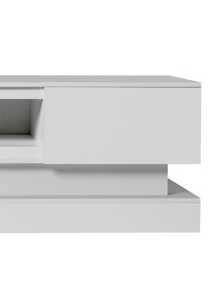 51.18inch Morden Wood TV Stand For Up To 55 Inch TV, LED Lights TV Stand Cabinet, High Glossy Entertainment Center With DVD Shelf For Living Room Bedroom Lounge Room, White - 白色 - 查看 4