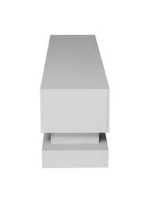 51.18inch Morden Wood TV Stand For Up To 55 Inch TV, LED Lights TV Stand Cabinet, High Glossy Entertainment Center With DVD Shelf For Living Room Bedroom Lounge Room, White - 白色 - 查看 6