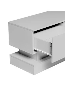 51.18inch Morden Wood TV Stand For Up To 55 Inch TV, LED Lights TV Stand Cabinet, High Glossy Entertainment Center With DVD Shelf For Living Room Bedroom Lounge Room, White - 白色 - 查看 7