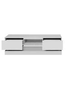 51.18inch Morden Wood TV Stand For Up To 55 Inch TV, LED Lights TV Stand Cabinet, High Glossy Entertainment Center With DVD Shelf For Living Room Bedroom Lounge Room, White - 白色 - 查看 9