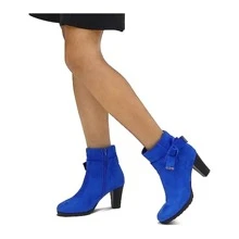 Women's Booties With Chunky Stacked Heel Ladies Ankle Boots - 藍色 - 查看 6
