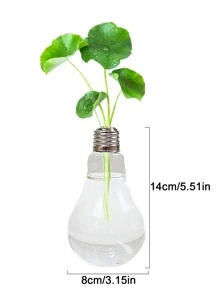 1入組燈泡造型透明玻璃花瓶,創意水培植物容器,適用於家庭裝飾用品 - 無色 - 查看 3