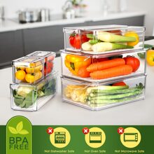 TAIMASI 14 Pack Fridge Organizer, Stackable Refrigerator Organizer Bins With Lids, Fridge Organizers And Storage Containers For Fruit, Vegetable, Food, Drinks, Cereals, Clear | Perfect For Thanksgiving, Christmas, New Year's, Easter, And Mother's Day Kitchen Organization - Clear - View 3