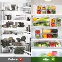 TAIMASI 14 Pack Fridge Organizer, Stackable Refrigerator Organizer Bins With Lids, Fridge Organizers And Storage Containers For Fruit, Vegetable, Food, Drinks, Cereals, Clear | Perfect For Thanksgiving, Christmas, New Year's, Easter, And Mother's Day Kitchen Organization - Clear - View 4