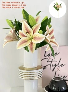 1pc Vải Lụa Nhựa Giả Hoa Lily Ba Màu Trang Trí Nội Thất, Thích Hợp Cho Lễ Cưới, Ngày Lễ, Tiệc Sinh Nhật, Sự Kiện Ngoài Trời, Cây Nhân Tạo, Chiều Dài 33cm - Màu vàng - Xem 1