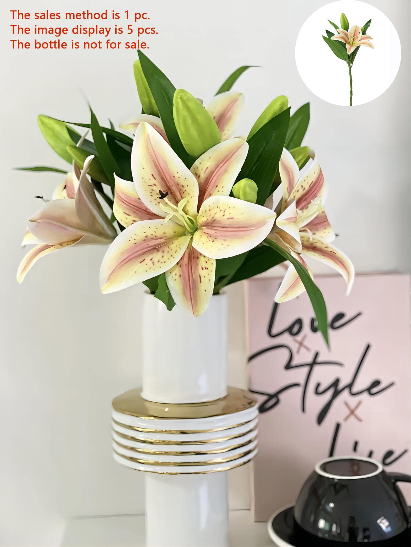 1pc Vải Lụa Nhựa Giả Hoa Lily Ba Màu Trang Trí Nội Thất, Thích Hợp Cho Lễ Cưới, Ngày Lễ, Tiệc Sinh Nhật, Sự Kiện Ngoài Trời, Cây Nhân Tạo, Chiều Dài 33cm - Màu vàng - Xem 1