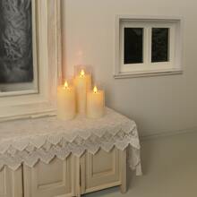 3 件，象牙白闪烁无焰蜡烛，电池供电亚克力 LED 柱状蜡烛，带遥控器和定时器，家居装饰，3 英寸 X 5 英寸 6 英寸 7 英寸