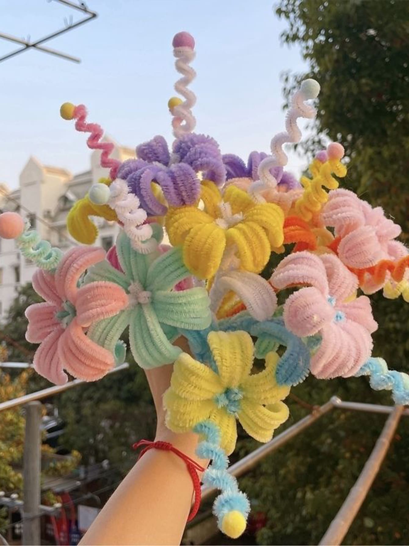 100入組隨機色馬卡龍扭結竿,幼兒園DIY玩具 - 彩色 - 查看 1