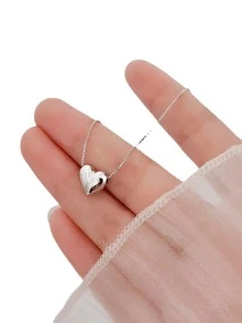 1 Miếng Thời trang Bạc nguyên chất Hình vẽ trái tâm Dây chuyền Đối với phụ nữ Mặc hàng ngày - Vòng cổ - Xem 5