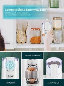 Gevi One-Touch Button Electric Coffee Grinder Stainless Steel Blade Grinder For Coffee Espresso Latte Mochas, Noiseless Operation - White - View 6