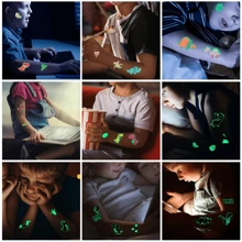 5入組孩子們夜光臨時紋身貼,持久動物和恐龍貼紙 - 彩色 - 查看 3