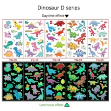 5入組孩子們夜光臨時紋身貼,持久動物和恐龍貼紙 - 彩色 - 查看 1