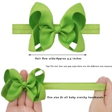 20pcs 20 Color 4-Inch Ribbon Bow Headbands For Kids Love Valentine - Multicolor - View 3