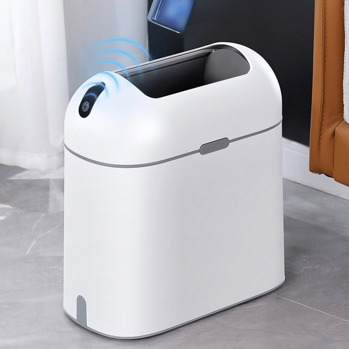 Motion Sensor Bathroom Trash Can, 4.6 Gallon Waterproof Trash Bin with Butterfly lid, Bathroom