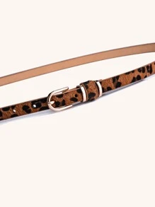 Leopard Pattern Oval Buckle Belt