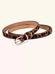 Leopard Pattern Oval Buckle Belt