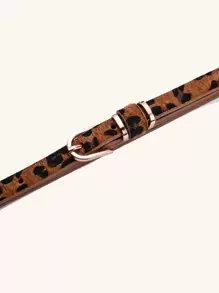 Leopard Pattern Oval Buckle Belt