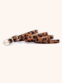 Leopard Pattern Oval Buckle Belt