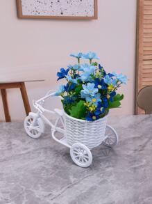 1pc Diy Bicycle & Artificial Flower Set For Photography Display And Home Decoration Best Gifts Birthday Graduation - Blue - View 4