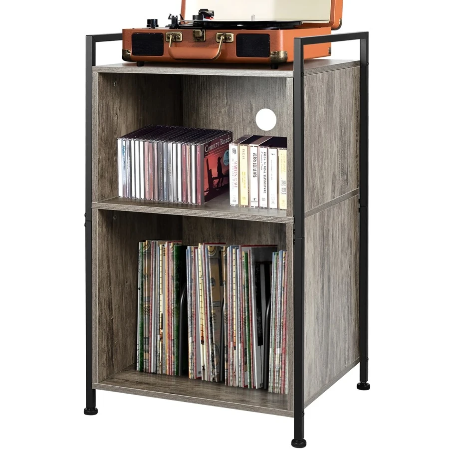 Tutotak record player stand record storage table end table with vinyl