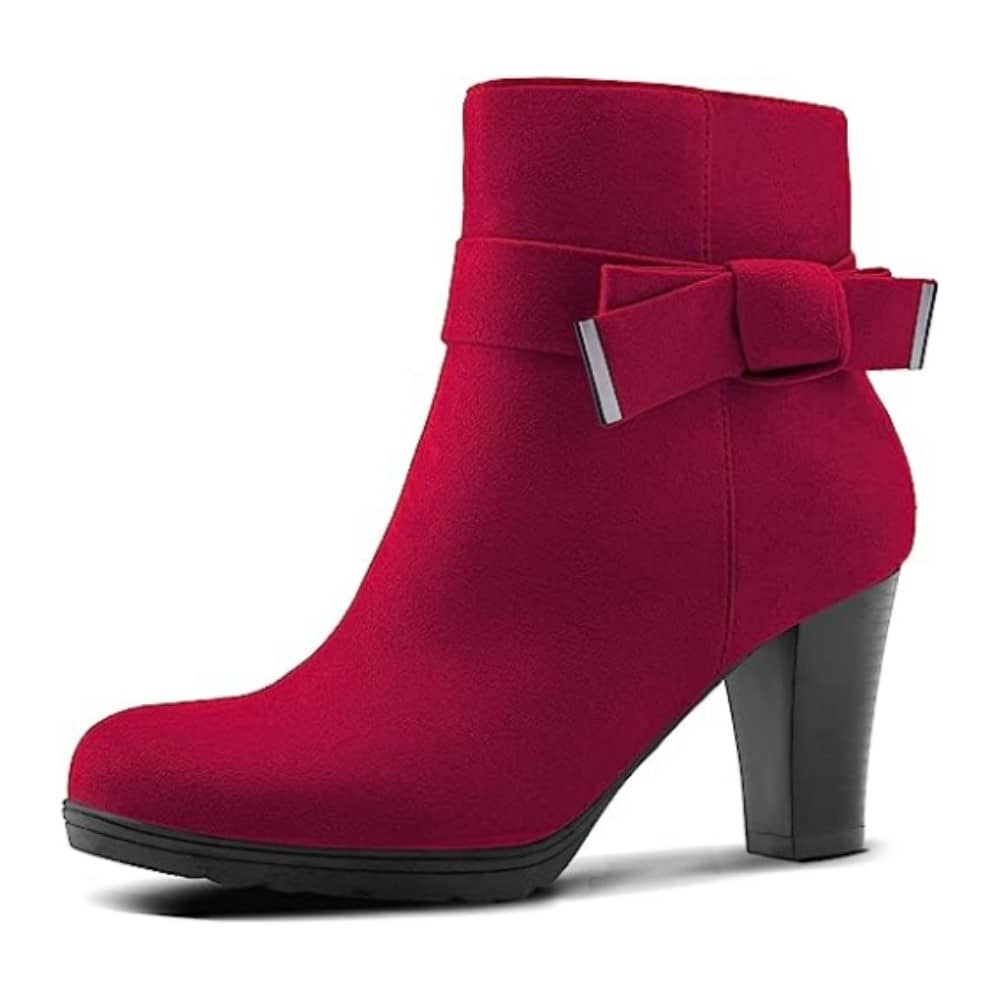 Women's Booties With Chunky Stacked Heel Ladies Ankle Boots - Hot Pink - View 1