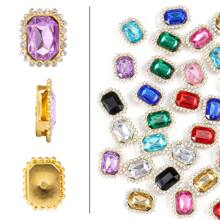 30入組/套魅力四射PMMA水鑽細節幾何形狀多色雙層DIY首飾配件適合女士男士適用於項鍊耳釘製作 - 1*1.4cm長八角形花盤鑽 - 查看 1