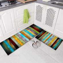 1入組,多色木紋設計區域地毯,防滑復古防疲勞地墊,跑步機地毯,入口迎賓地墊,客廳臥室遊戲室洗衣室宿舍地墊房間裝飾 - 彩色 - 查看 10