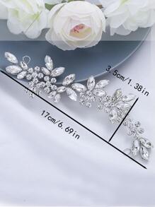 1pc White Flower & Rhinestone Bridal Headband Hair Accessory For Wedding Elegant Tiaras Valentine's Day Accessories - Silver - View 4