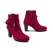 Women's Booties With Chunky Stacked Heel Ladies Ankle Boots - Hot Pink - View 2