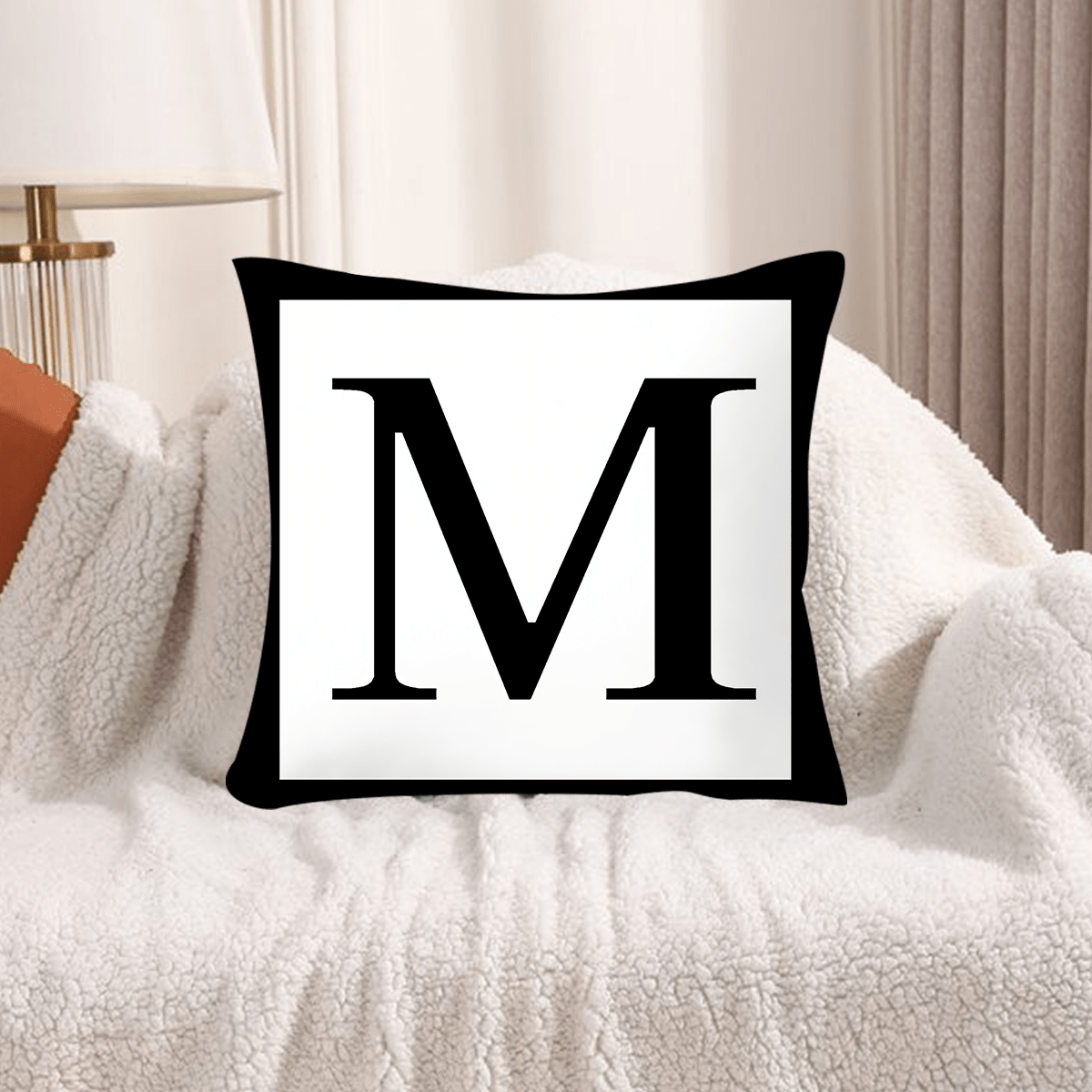 1pc Pillowcase Without Pillow Inner, Simple Style Initial Letter Throw