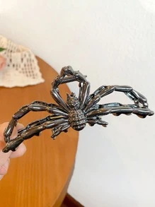 1入件槍黑色金屬女士蜘蛛夾大背頭髮爪髮飾，日常使用 - 黑色 - 查看 1