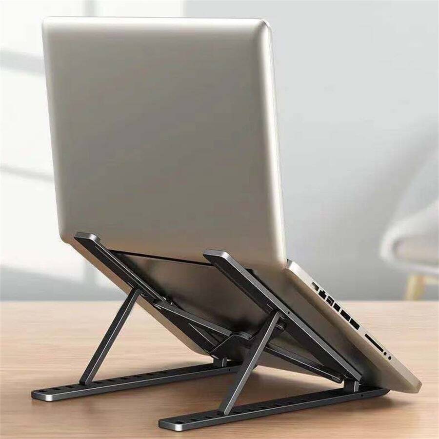Baofeng 1pc Plastic Desktop Laptop Stand For Improved Ergonomics, Adjustable Height Cooling Base, Foldable Stand For Desktop Vertical Monitor - Black - View 1