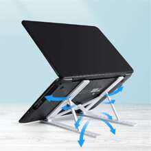 Baofeng 1pc Plastic Desktop Laptop Stand For Improved Ergonomics, Adjustable Height Cooling Base, Foldable Stand For Desktop Vertical Monitor - Black - View 5