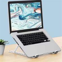 1pc Plastic Desktop Laptop Stand With Adjustable Height & Cooling Function, Suitable For Laptop And Monitor - White - View 2