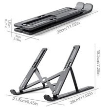 1pc Plastic Desktop Laptop Stand With Adjustable Height & Cooling Function, Suitable For Laptop And Monitor - White - View 4