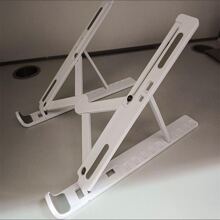 1pc Plastic Desktop Laptop Stand With Adjustable Height & Cooling Function, Suitable For Laptop And Monitor - White - View 3