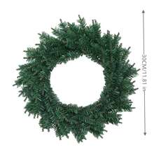 1pc 12 Inch Artificial Christmas Wreath For Christmas Party Decoration And Front Door Display - Green - View 2