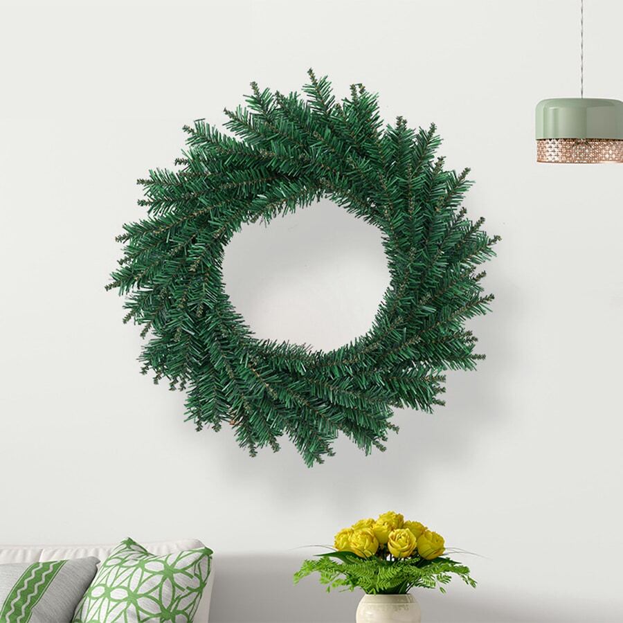 1pc 12 Inch Artificial Christmas Wreath For Christmas Party Decoration And Front Door Display - Green - View 1