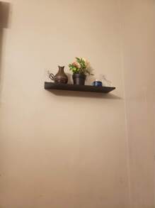1pc Wall Mounted Bookshelf With Hook, No Hole Needed, Horizontal Type, Living Room Bedroom Tv Background Decor Shelf Storage Rack - 黑色 - 查看 4