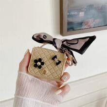 Personalized Scarf Bow Flower Compatible With Apple Pattern Earphone Case Compatible With AirPods 1/2/Pro/3/Pro 2nd Gen, Without Headphones - Apricot - View 1