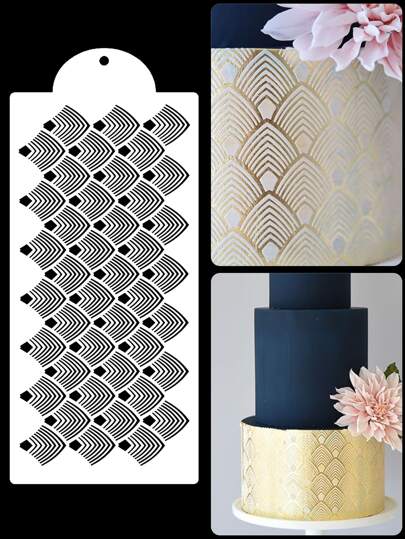 1 szt. PET Feather Edge szablon do dekoracji ciasta