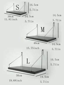 1pc Wall Mounted Bookshelf With Hook, No Hole Needed, Horizontal Type, Living Room Bedroom Tv Background Decor Shelf Storage Rack - 黑色 - 查看 7