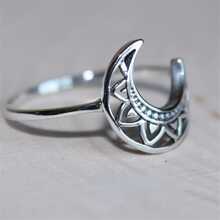 1入組復古波西米亞風月亮形狀裝飾女性圓環,合適的適用於休閒每天穿戴 - 銀色 - 查看 2