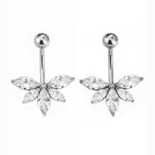 316 不鏽鋼花瓣形氧化鋯肚臍環,新款身體首飾肚臍環