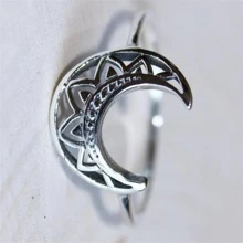 1入組復古波西米亞風月亮形狀裝飾女性圓環,合適的適用於休閒每天穿戴 - 銀色 - 查看 3