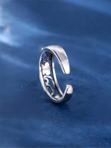 1pc Vintage Sterling Silver Hollow Out Plum Blossom Shaped Adjustable Toe Ring For Women, Summer Dating Gift