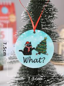 1pc, Round Acrylic Tree Ornament, Cat Lover Gifts For Women, Funny Black Cat Ornaments Decorations For Tree, Gifts For Cat Lovers Ornaments Gifts, Cute Black Cat Decorations Ceramic Ornaments,Home Decor ,Room Decor,Wall Decor