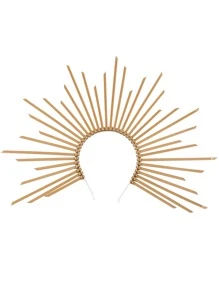 1 Thái Baroque Tiara Thái Mary Thái Đầu Nữ Thần Mặt Trời Mũ Trụ Nhọn Thái Hy Lạp - Vàng - Xem 2