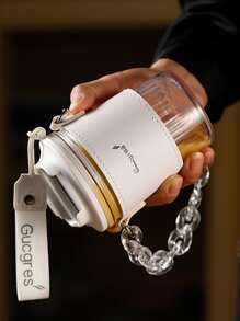 1入組皮革杯子袖帶可拆卸鏈條帶,便攜&耐熱&時尚&創意咖啡杯套辦公和旅行 - 白色 - 查看 4