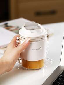 1入組皮革杯子袖帶可拆卸鏈條帶,便攜&耐熱&時尚&創意咖啡杯套辦公和旅行 - 白色 - 查看 1